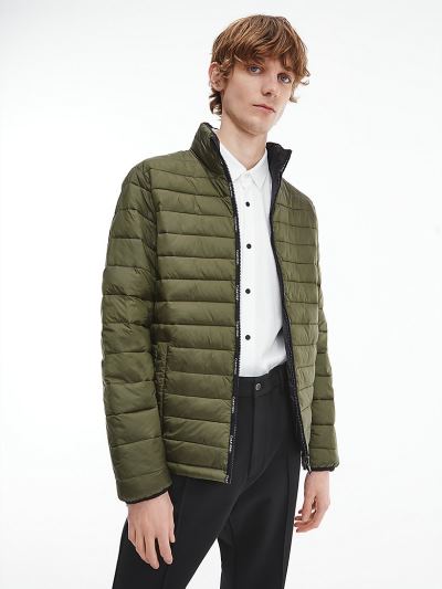 Calvin Klein Ruhák HU532725 | Calvin Klein Reversible Nylon Zip Up Férfi Dzseki Sötét Olivazöld